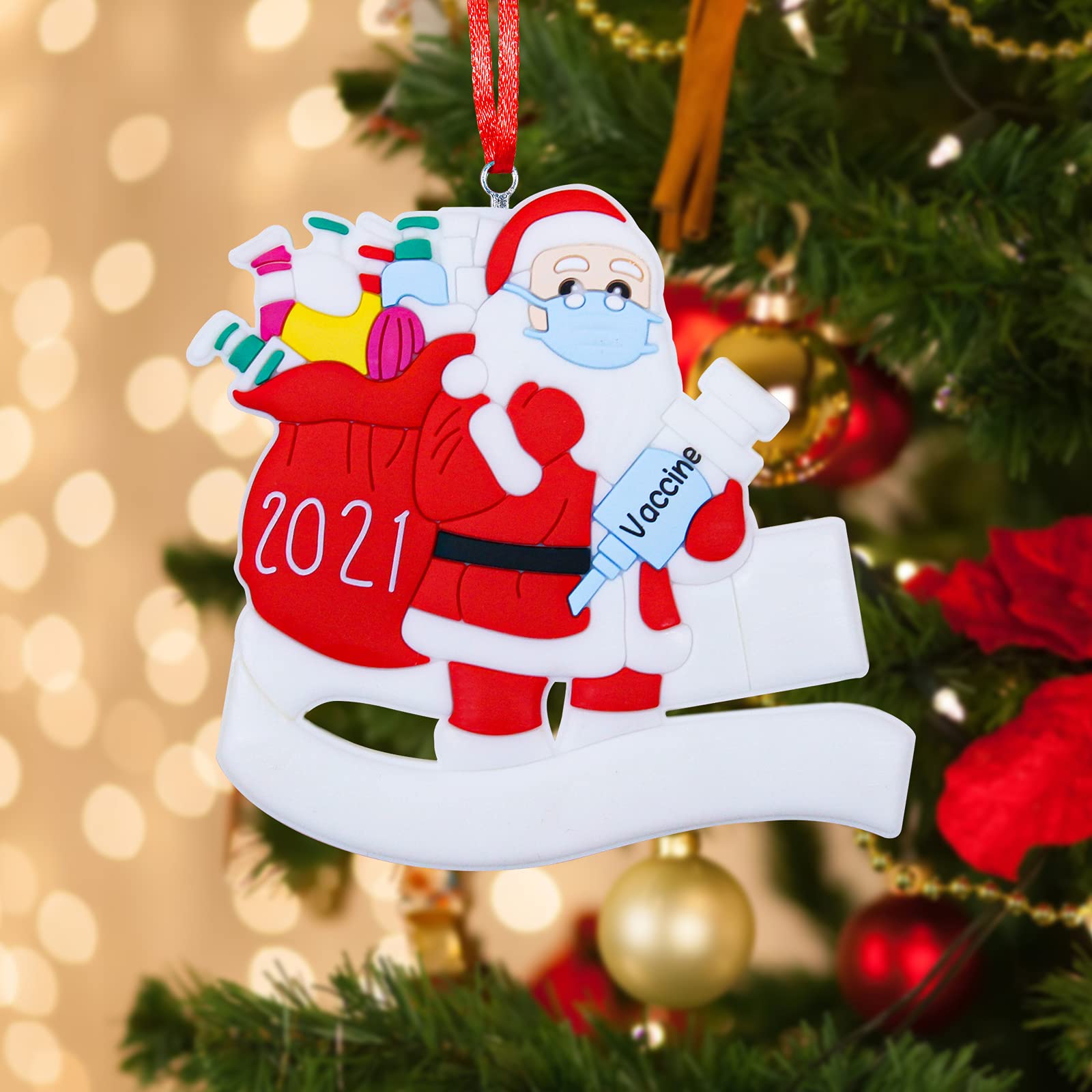 Personalized Christmas Ornaments Kit,2021 Customized Decorating Name Hanging Ornaments Gift for Family 1-7 (Santa Claus)