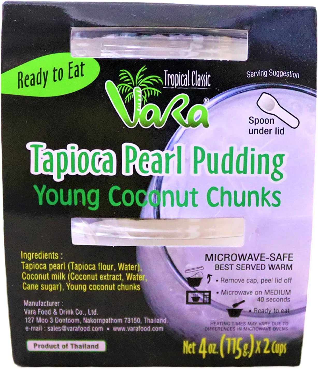 Vara Tapioca Pearl Pudding Young Coconut Chunks (2x115g), 230g, large
