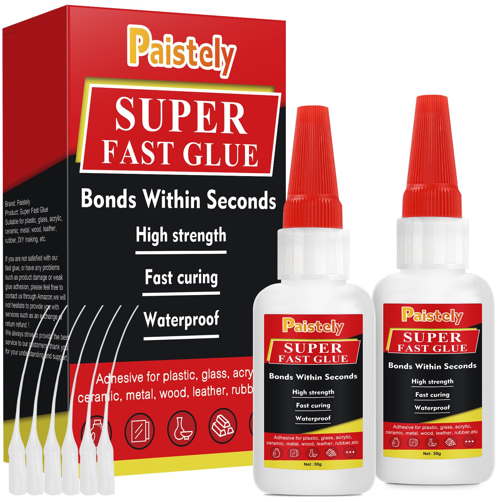 Super Fast Glue 2-Pack - Waterproof & Heat-Resistant Strong Adhesive For Plastic, Glass, Metal, Wood & More