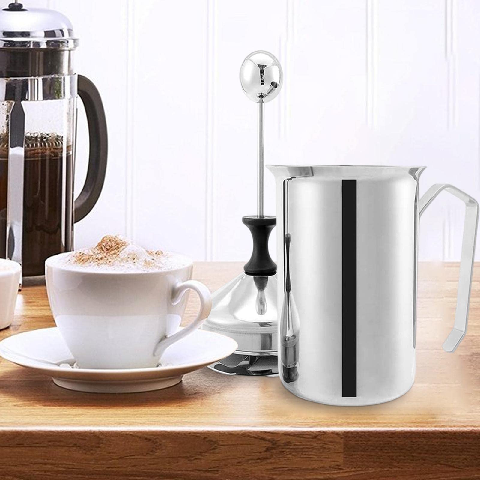 Montalatte Manuale In Acciaio Inox - 500 Ml, Doppia Rete, Per Caffè E Cappuccino - Foto 8