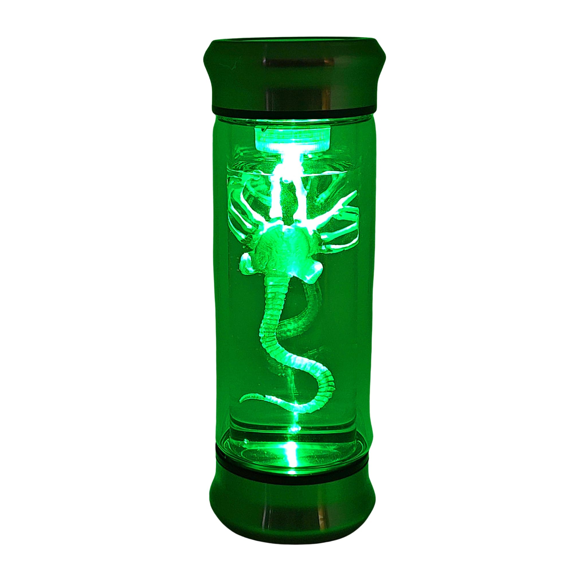 Alien Specimen Jar with Green LED Light – Embryo in Glass Display – Sci-Fi Collectible Movie Prop Gift for UFO & Alien Fans (Facehugger)