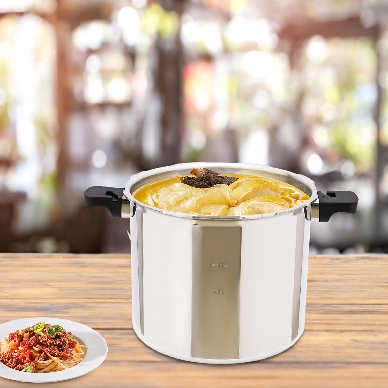 23-Quart Capacity Pressure Cooker with Pressure Gauge, Aluminum 90Kpa Pressure Canner, Multi-functional Polished Steam Canner for Gas Stoves