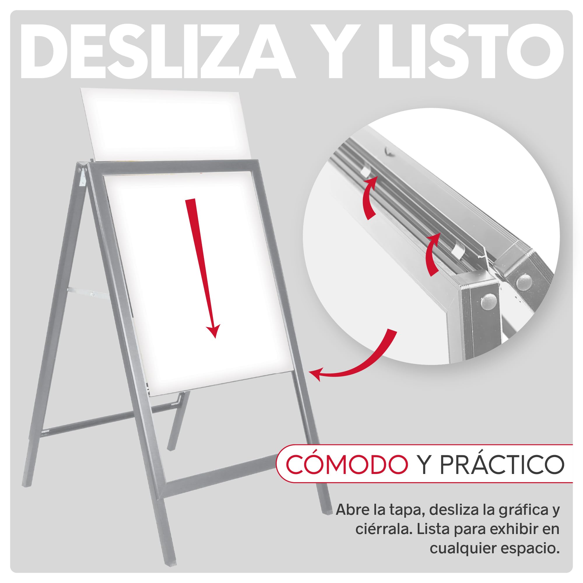 Caballete para Panel Publicitario uso interior y Exterior | Porta Carteles de Aluminio Doble Cara, Soporte para Carteles Plegable | Expositor de Anuncios Doble Cara | 700x1000mm