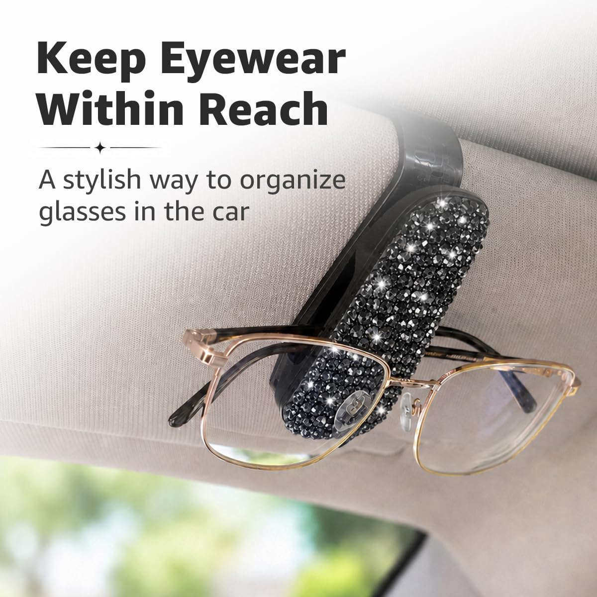 2PCS Bling Glasses Holders for Car Visor (Black) image 4