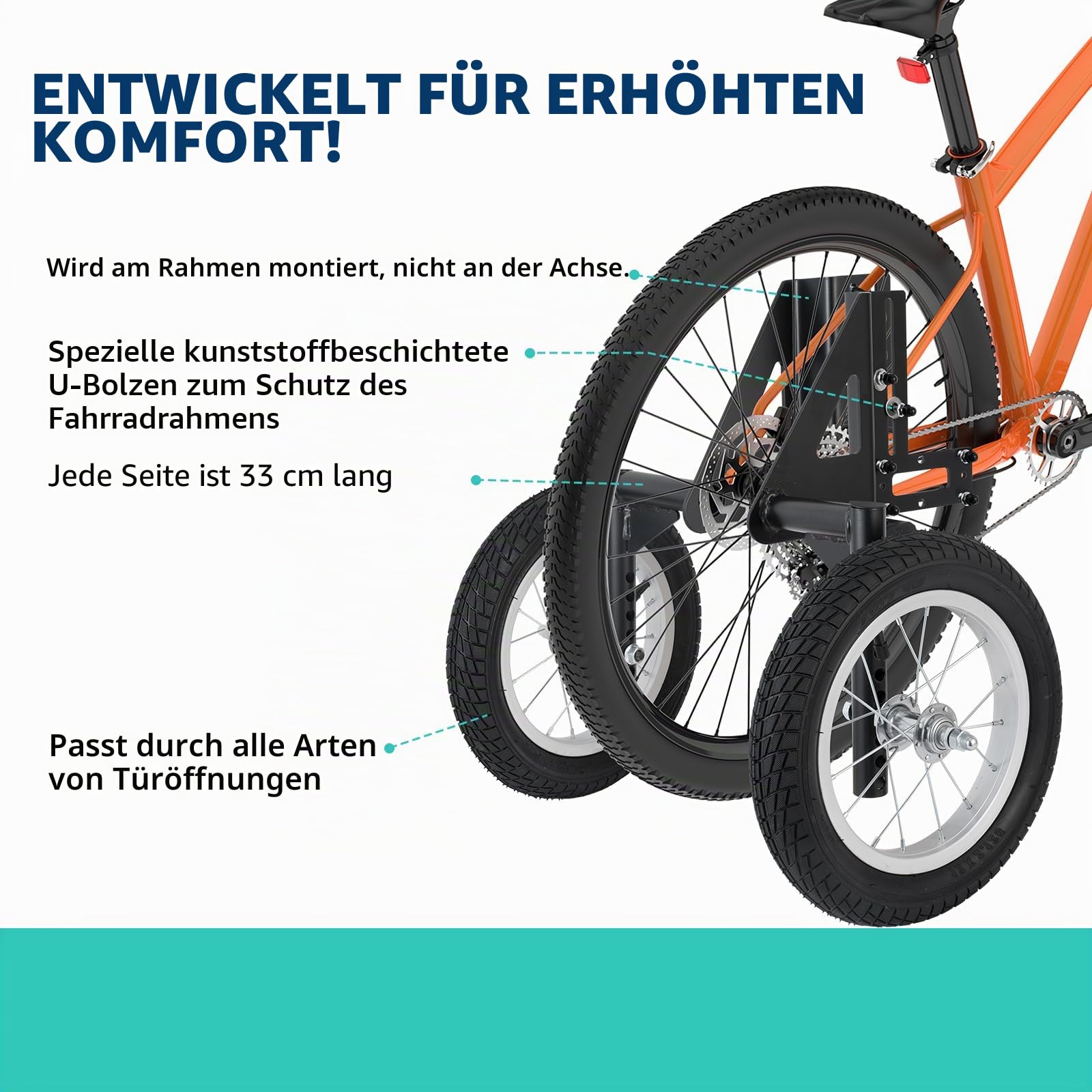 Moshay Stützräder aus Aluminiumlegierung, verstellbar, für Erwachsene, Stabilisatoren, passend für 61 bis 73,7 cm (24–29 Zoll)