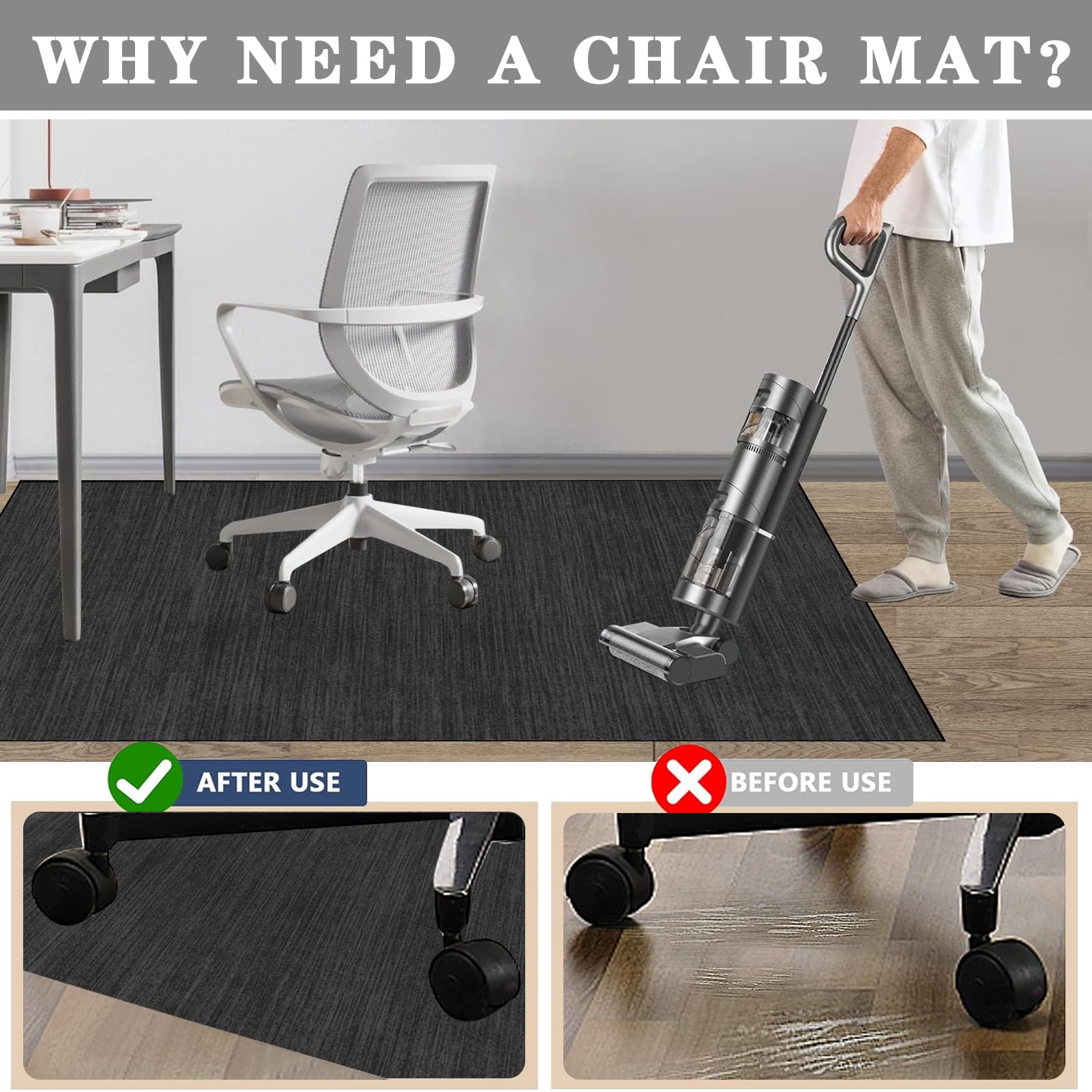 Tapis Gaming Sol pour Sols Durs, 160 x 200 cm Tapis Chaise de Bureau, Tapis de Protection de Sol pour Sols Durs, Tapis de Chaise Polyvalent pour la Maison, Chairmat Décorez Bureau Chambre