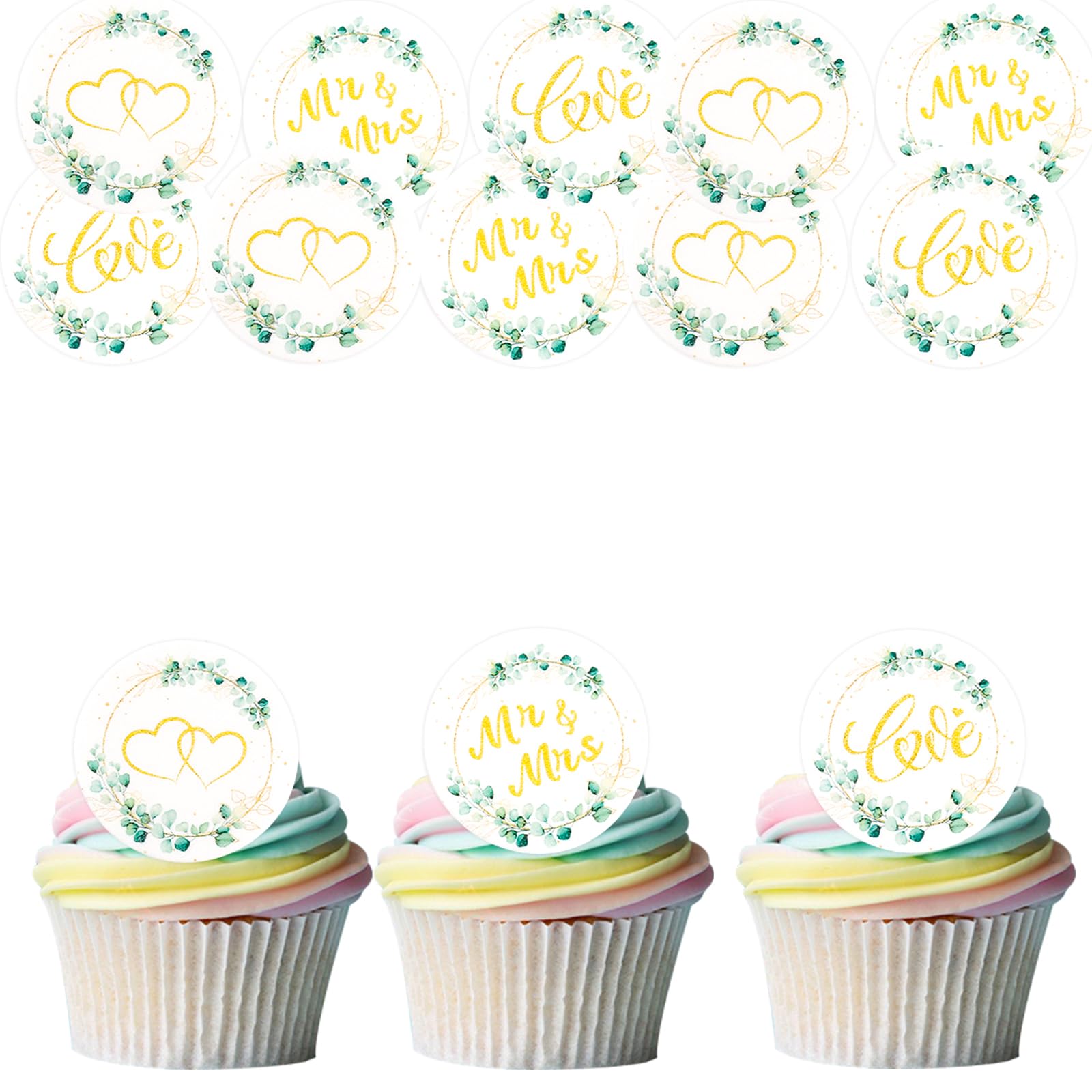 Gleevio Essbare Tortendeko Hochzeit,Mr & Mrs Deko Hochzeitstorte,Cupcake Topper Hochzeit Kuchen Deko Essbar,4,5CM Love Muffin Deko,Mr & Mrs Tortendeko für Verlobung Antrag,Hochzeitstorten Deko