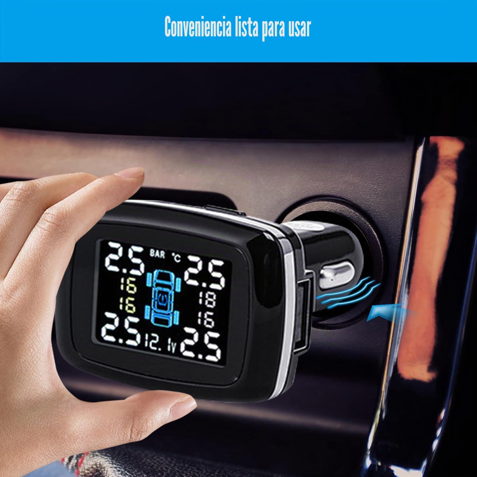 Sistema de monitoreo de presión de neumáticos, sistema inalámbrico TPMS de presión de neumáticos, 6 modos de alarma, brillo de pantalla ajustable y ángulo de monitor para RV, SUV, MPV, camión, sedán