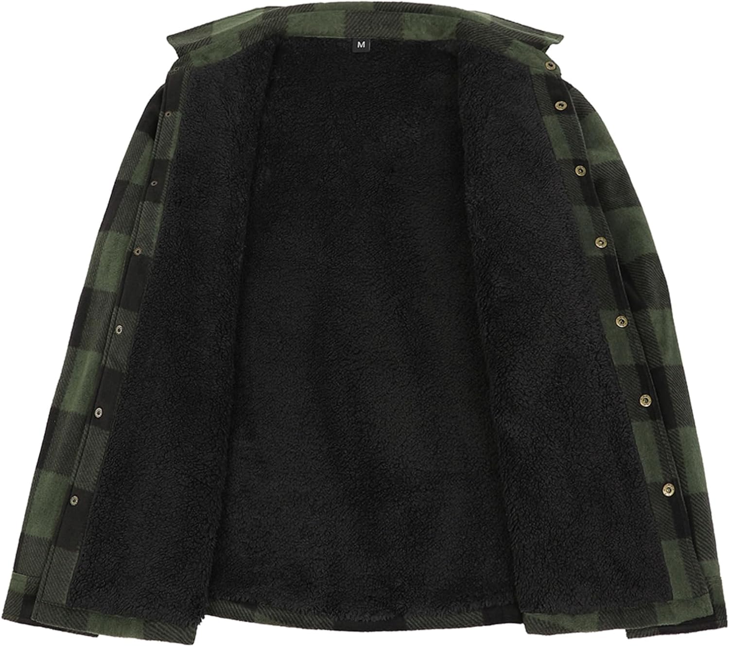 Lisskolo Men's Plaid Sherpa Lined Shirt Jacket Snap Button Shacket