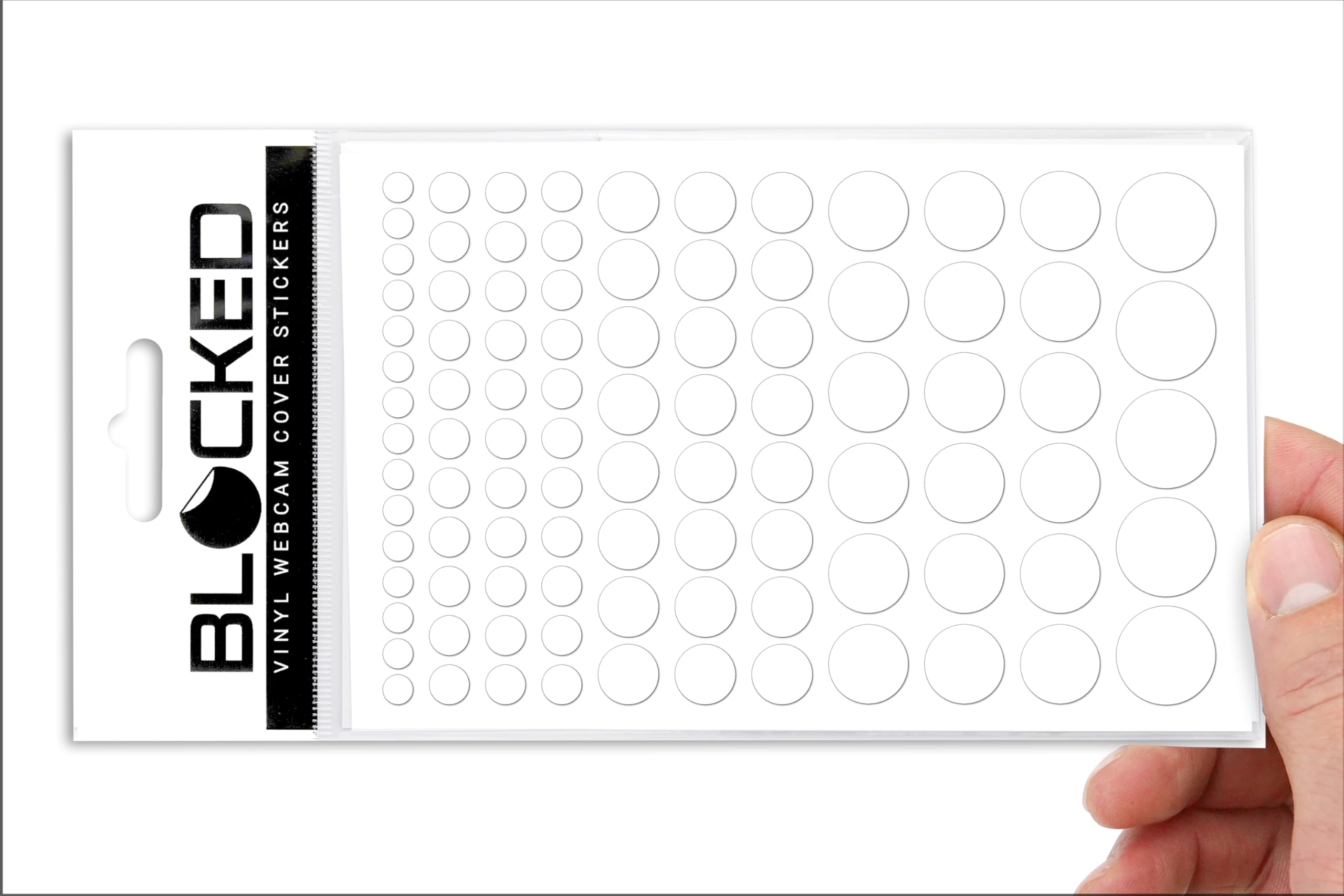 BLOCKED Webcam/Camera Vinyl Covers | Low-Tack Restickable Webcam Sticker | Multiple Sizes | White 95-Pack (Ultra Glossy)-image-42