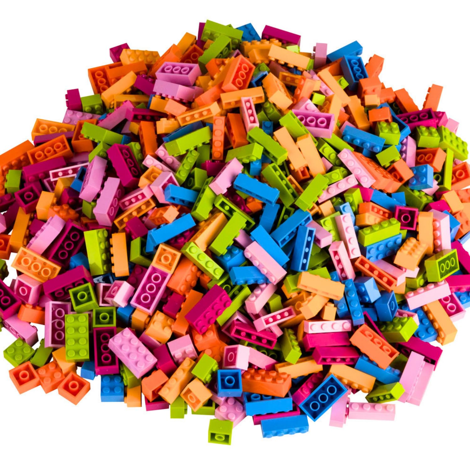 Kreativ-Bauset mit klassischen Bausteinen – 1000 Teile – 2,2 kg | 3 Formen: 1x4, 2x2, 2x4 | 6 Farben | Kompatibel mit großen Baukasten-Marken | Hergestellt in der EU (Floralmischung)
