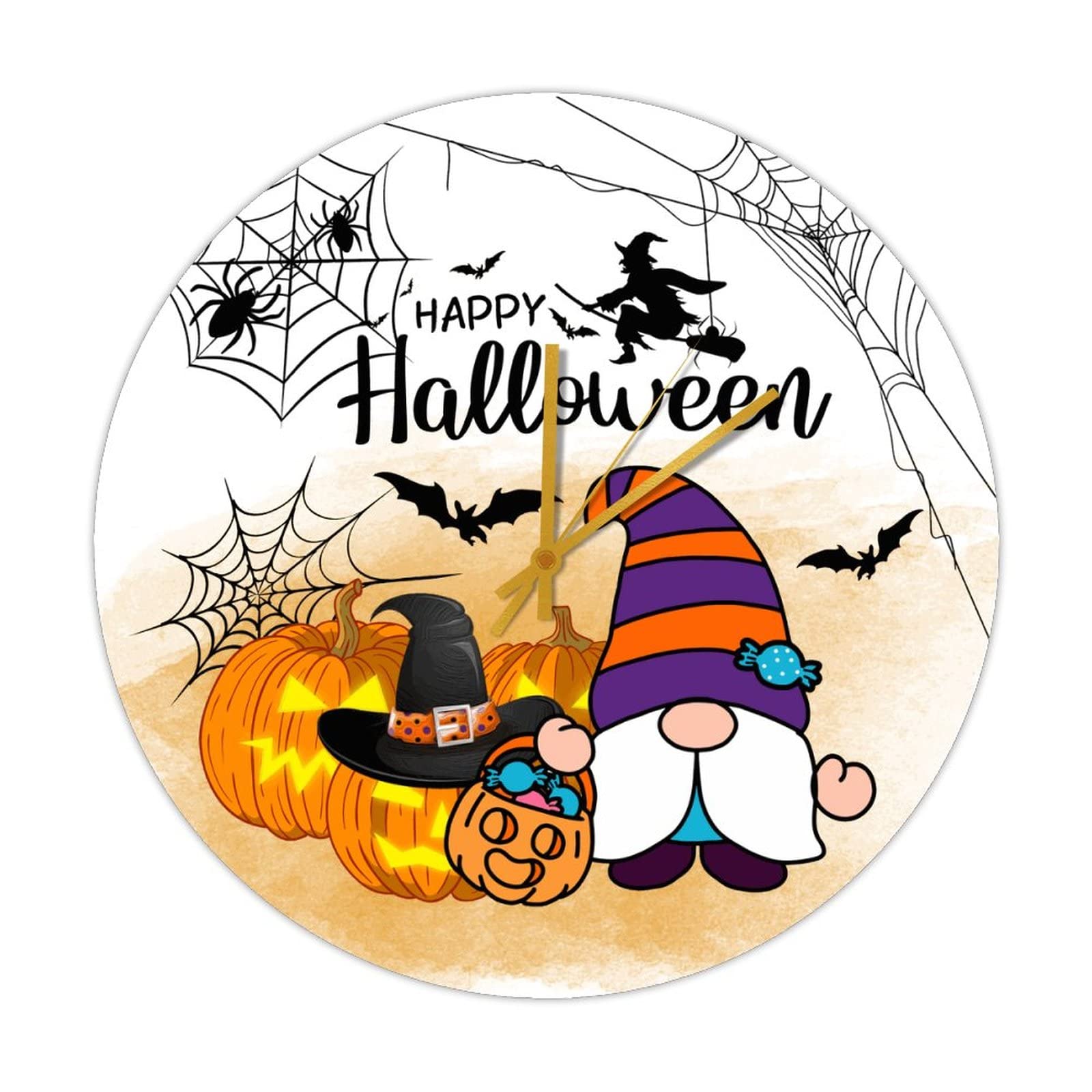 Horloge de citrouille en bois pour décorer sans bruit les fêtes de Halloween