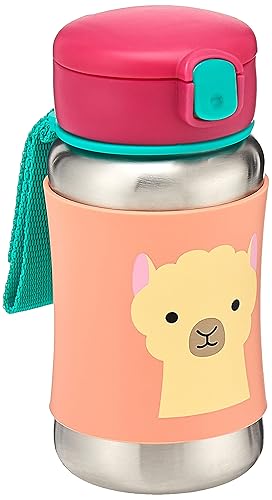 Vaso para bebé Skip Hop con pajita, botella de acero inoxidable con pajita de zoológico, llama, 350 mililitros