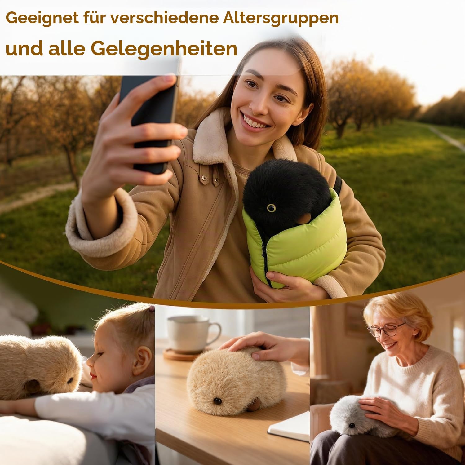 KI Interaktives Plüschtier– Weich,Kuschelig Künstliche Intelligenz Emo Roboter Haustier, Angstabbau Komfort für Erwachsene,Senioren,Teenager,Kinder|Ideales Spielzeuggeschenk