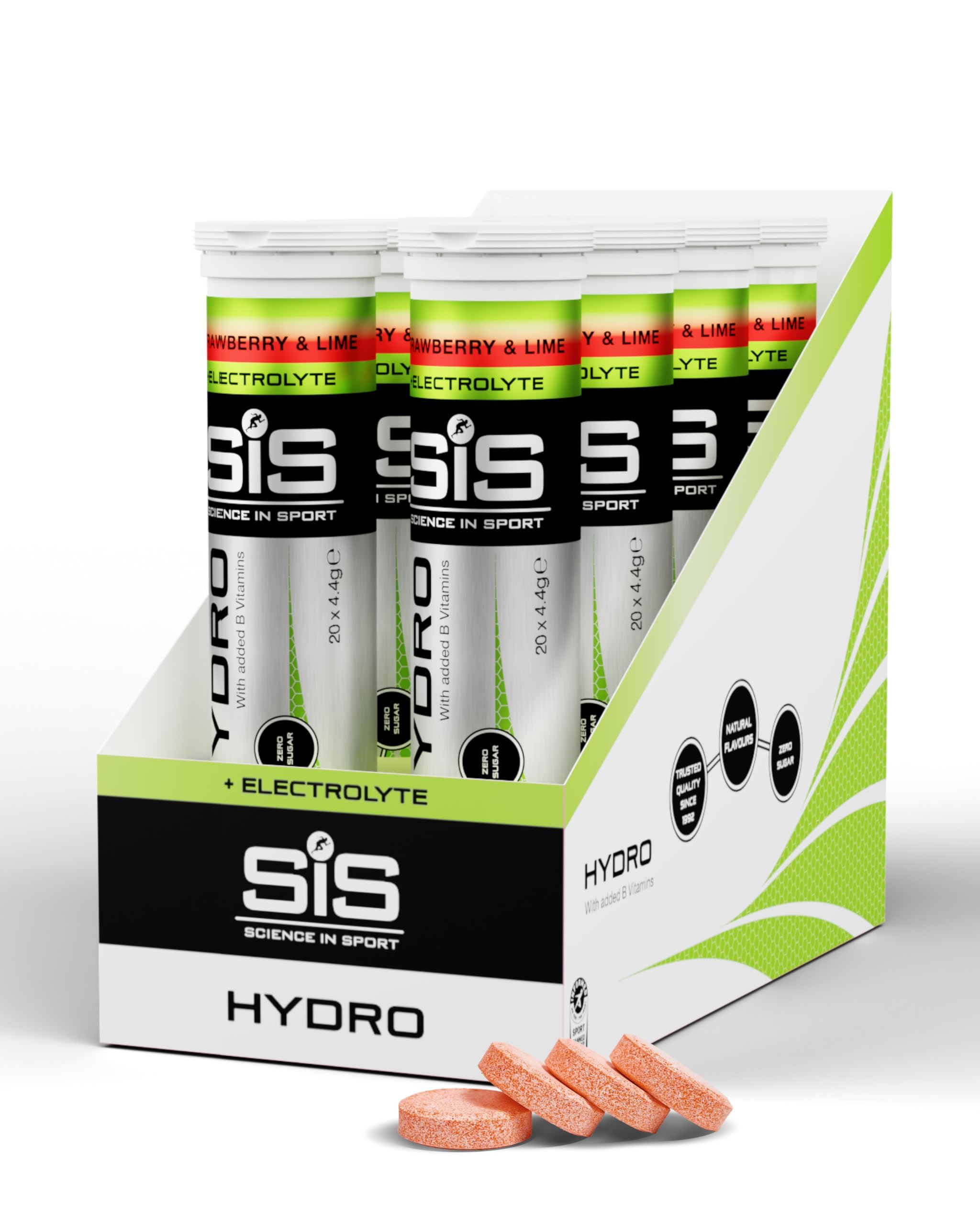 Science In Sport Hydro Electrolyte Tablets | Sugar Free Hydration Tablets | Essential Electrolytes to Reduce Fatigue & Aid Rehydration | Gluten Free | Strawberry & Lime Flavour | 160 Servings | 8 Pack