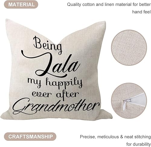 Miniatura 3 de Being Lala My Happily Ever After Grandmother - Funda de almohada decorativa de lino de arpillera de 22 x 22 pulgadas, funda de almohada cuadrada