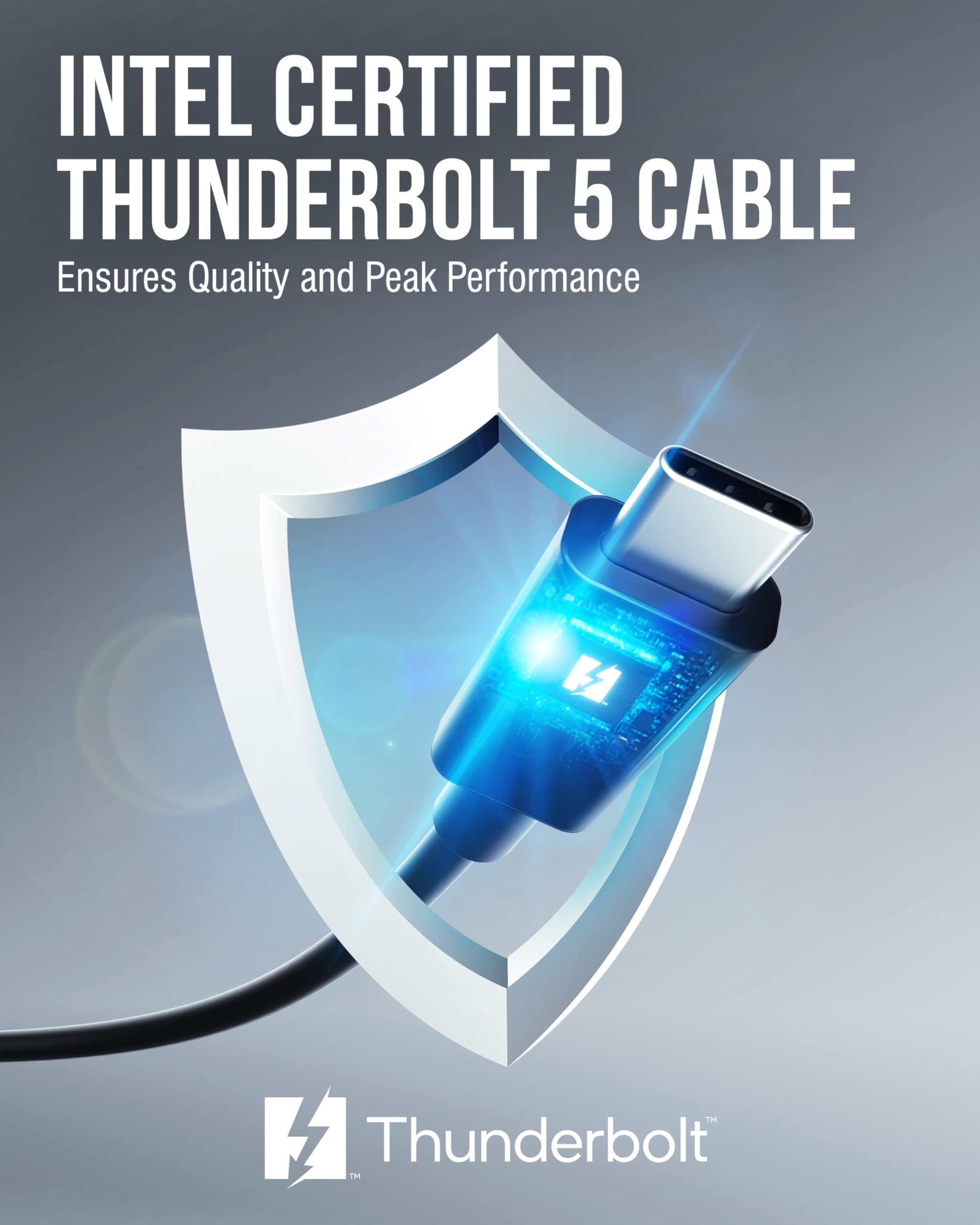 SABRENT Cable Thunderbolt 5 Certificado - 90cm - Ancho de Banda 120Gbps, Compatible USB4 v2, 240W PD 3.1 EPR, DisplayPort 2.1, PCIe 4-Lane, Compatible Dispositivos Thunderbolt 3/4 y USB-C (CB-T5M1)