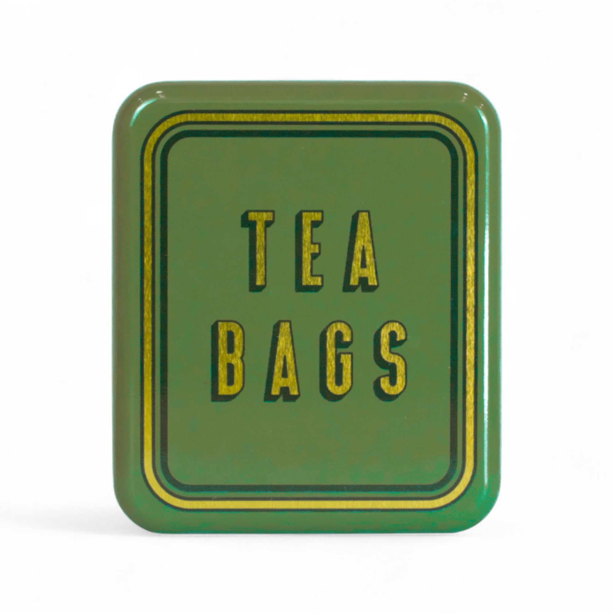 TINIT Tea Bag Travel Tin 'Tea Bags' - Portable Metal Tea Bag Storage Box Teabags, Pocket-Sized Container Commuting Gifts Tea Lovers Coffee (Gold on Olive Green)