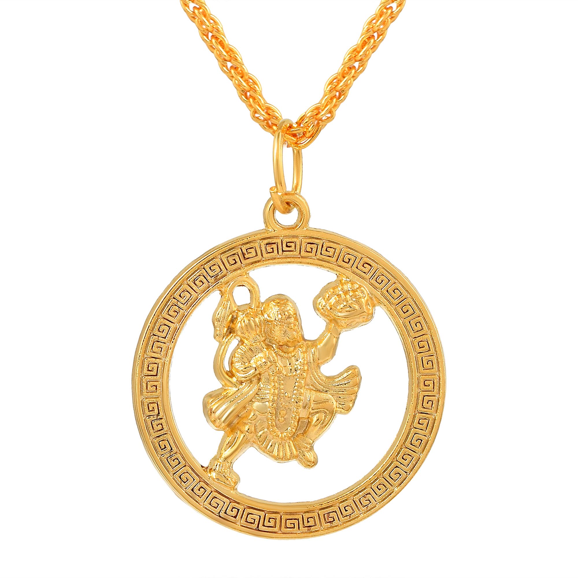 Gold plated Bajrang bali chain pendant Hindu God temple jewellery Men women