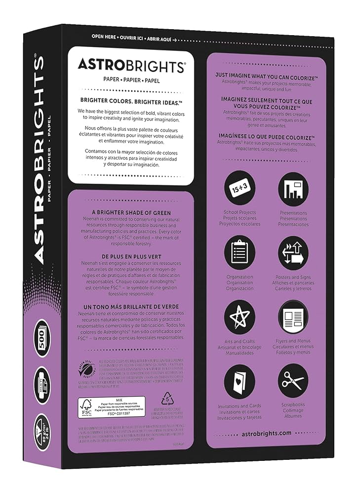 Amazon.com : Wausau Astrobrights 24# Writing Paper, 500