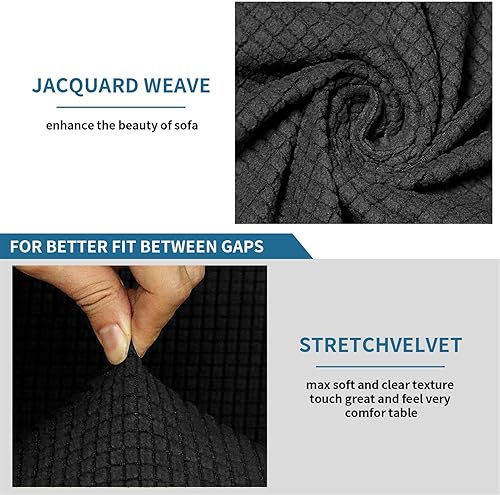 Miniatura 3 de EXTLEZSA 7 fundas de sofá reclinable seccional en forma de L, 5 asientos jacquard suaves y elásticas, para sofá reclinable en forma de L, protector