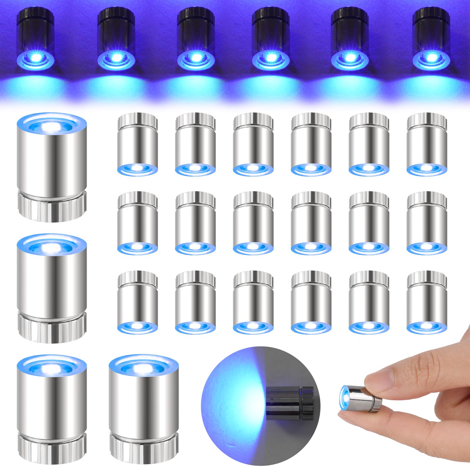 AUAUY 22 szt. Mini światła LED, mini LED na baterie, małe światła dla rzemiosła, do papierowych lampionów, dekoracji domu dla lalek, dekoracji imprezowych, niebieskich