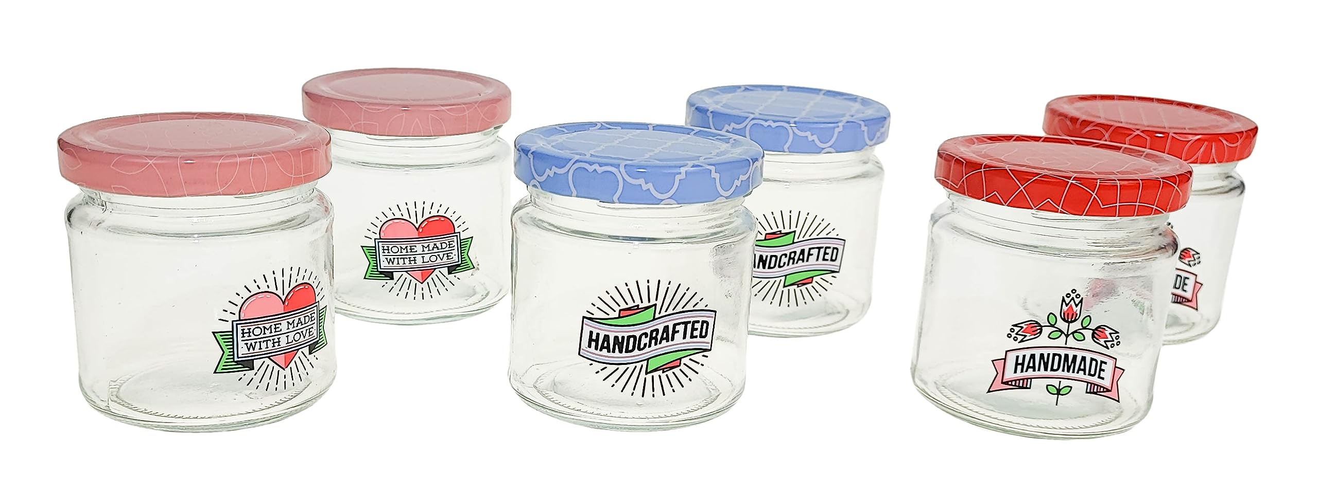 Alpina Set di 6 barattoli in vetro da 200 ml per marmellate e marmellate, con coperchio in metallo