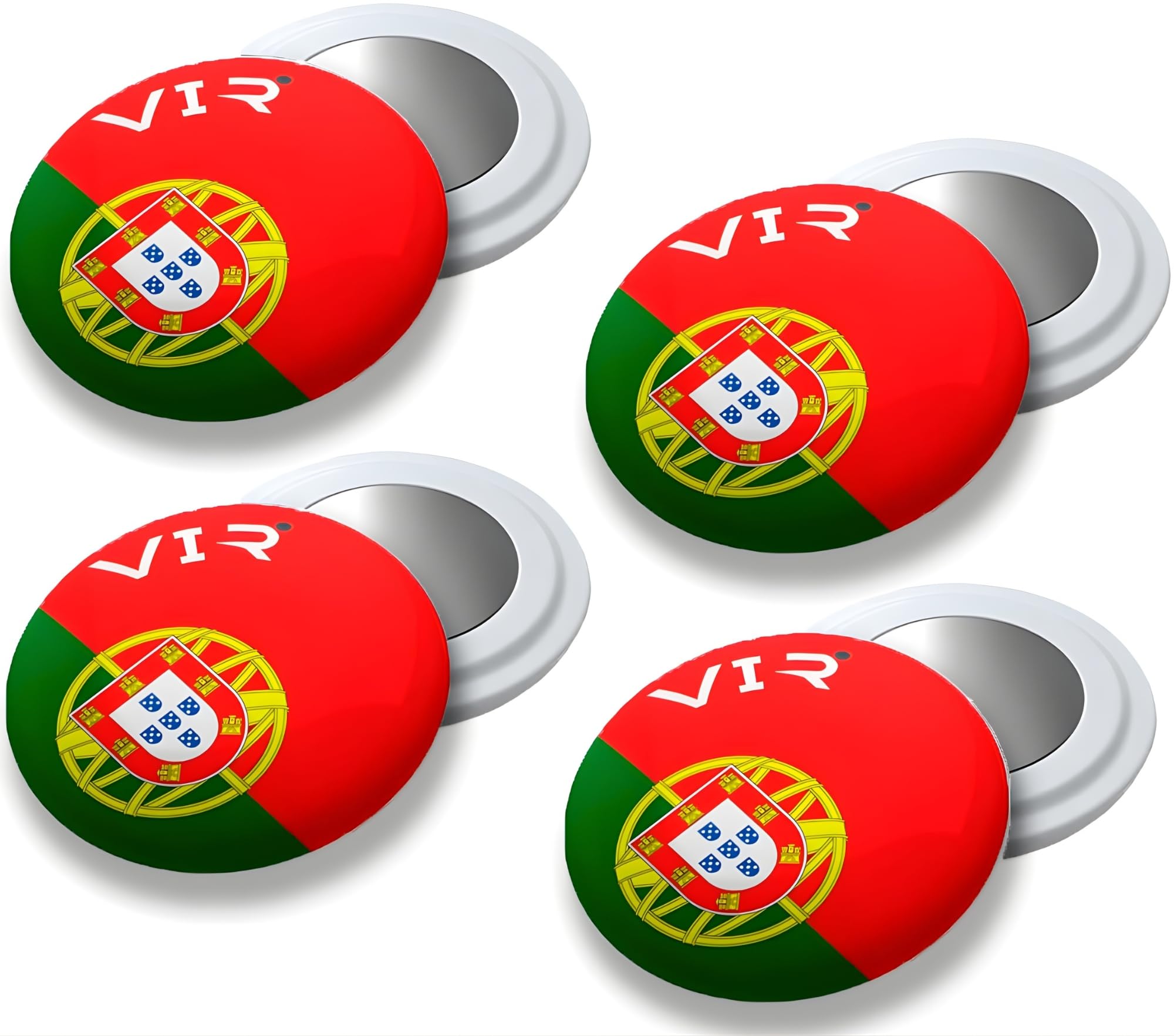 Pack com 4 Ímanes Desportivos com Bolsa Impermeável - Ímanes Porta-Dorsais para Corrida e Triatlo 18mm - Fixação Segura Sem Furos na Roupa - Bandeira de Portugal
