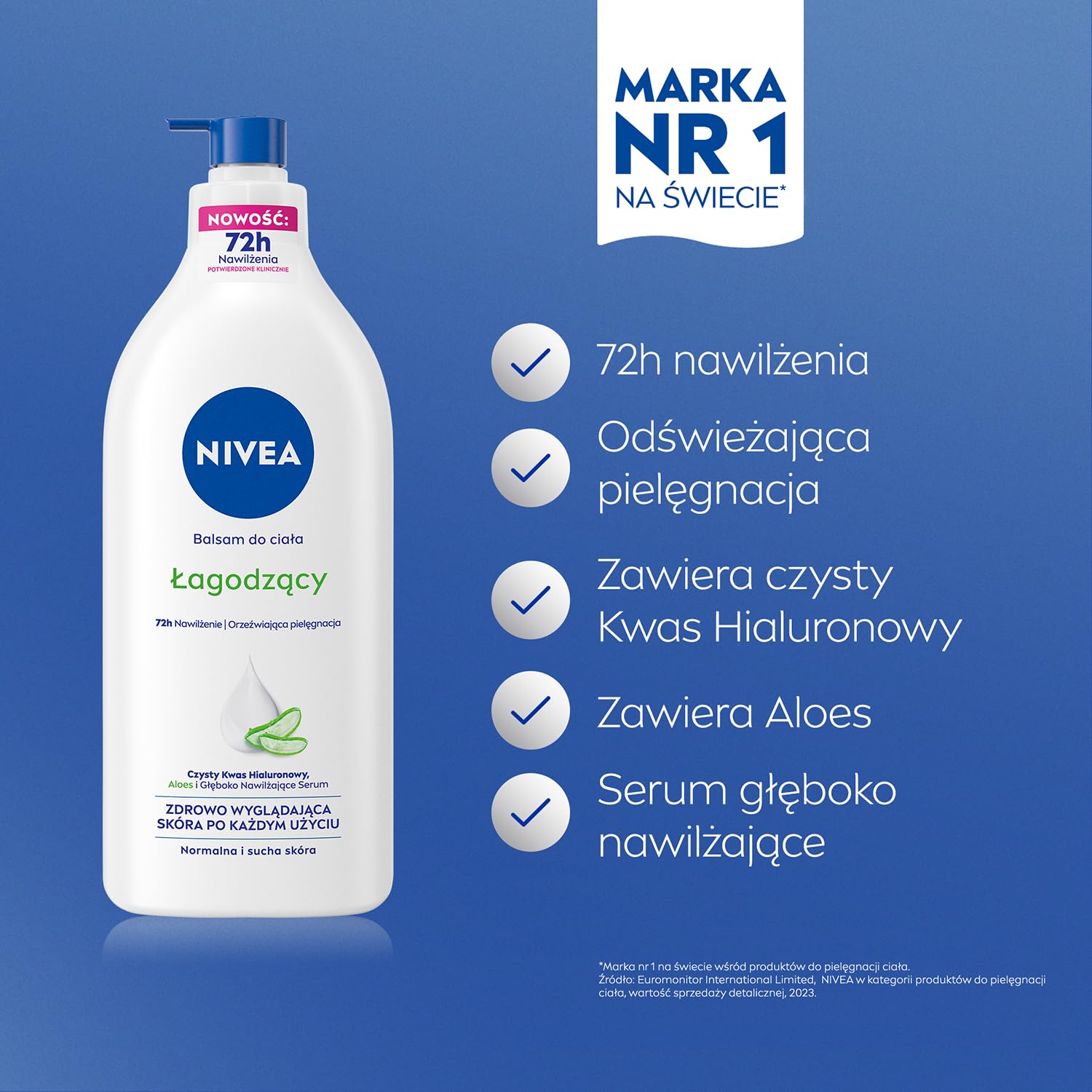 NIVEA 5w1 Complete Care Łagodzący balsam do ciała z aloesem, z pompką 625 ml