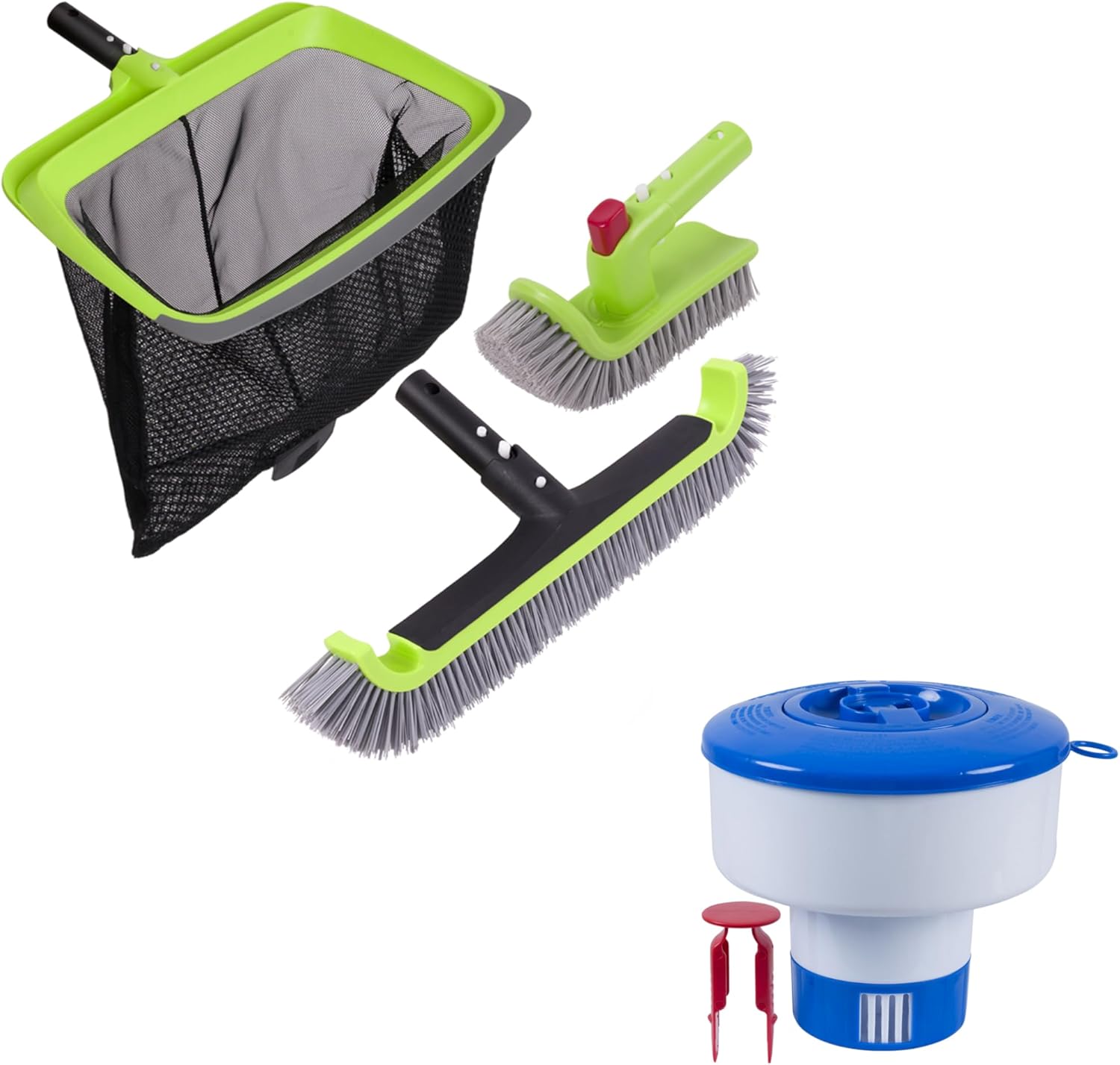 Deluxe Pool Cleaning Kit and Floater Dispenser Patio