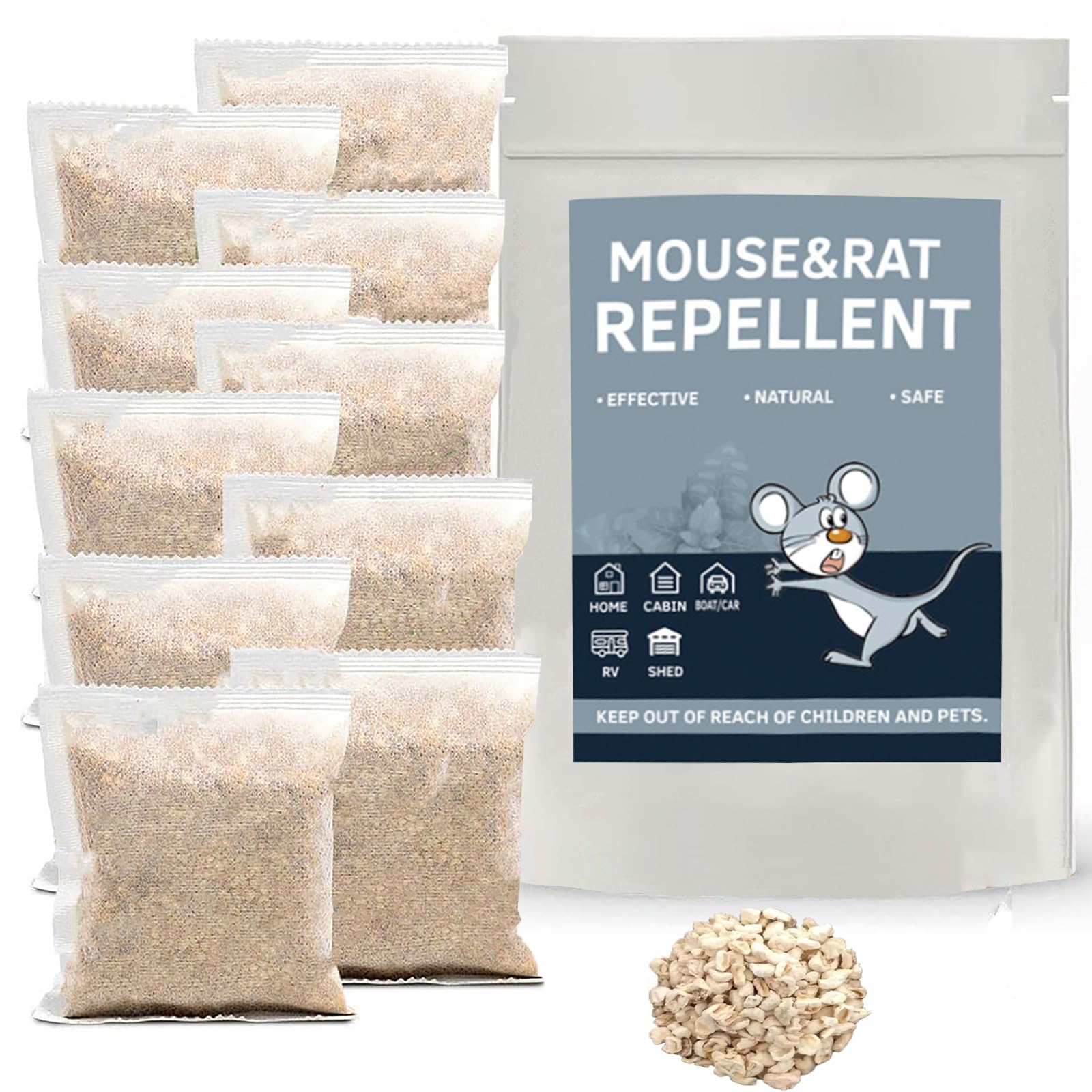 Peppermint Oil Rat Repellent Sachets 10 Pack, Natural Rodent Deterrent Pouches for Indoor Outdoor, Mouse Repellent for Home Garage Attic Garden Caravan, Scent-Based Deterrent