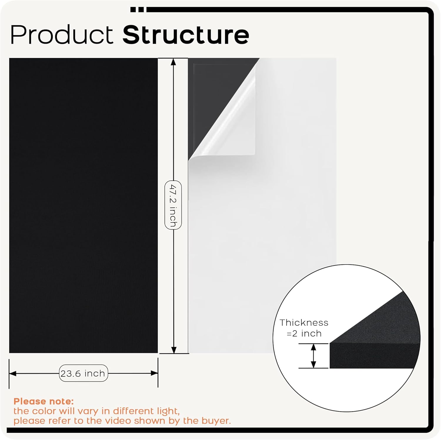 BUBOS 2-Pack Fabric Acoustic Panels with Hanging Hardware, 47.2" x 23.6" x 2" Large Soundproofing Wall Panels, High-Density Sound Absorbing Decor for Home Theater, Studio & Office,Balck