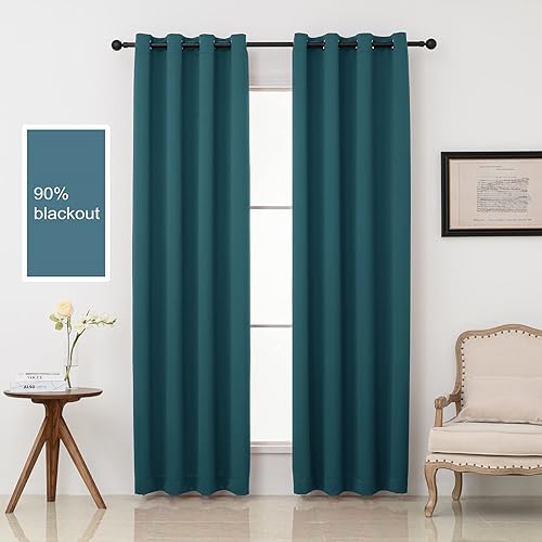 Miniatura 26 de Pickluc Cortina opaca para dormitorio, bloqueo de luz, aislamiento de calor, reducción de ruido, tela más gruesa, extra plegable, 2 paneles, 42