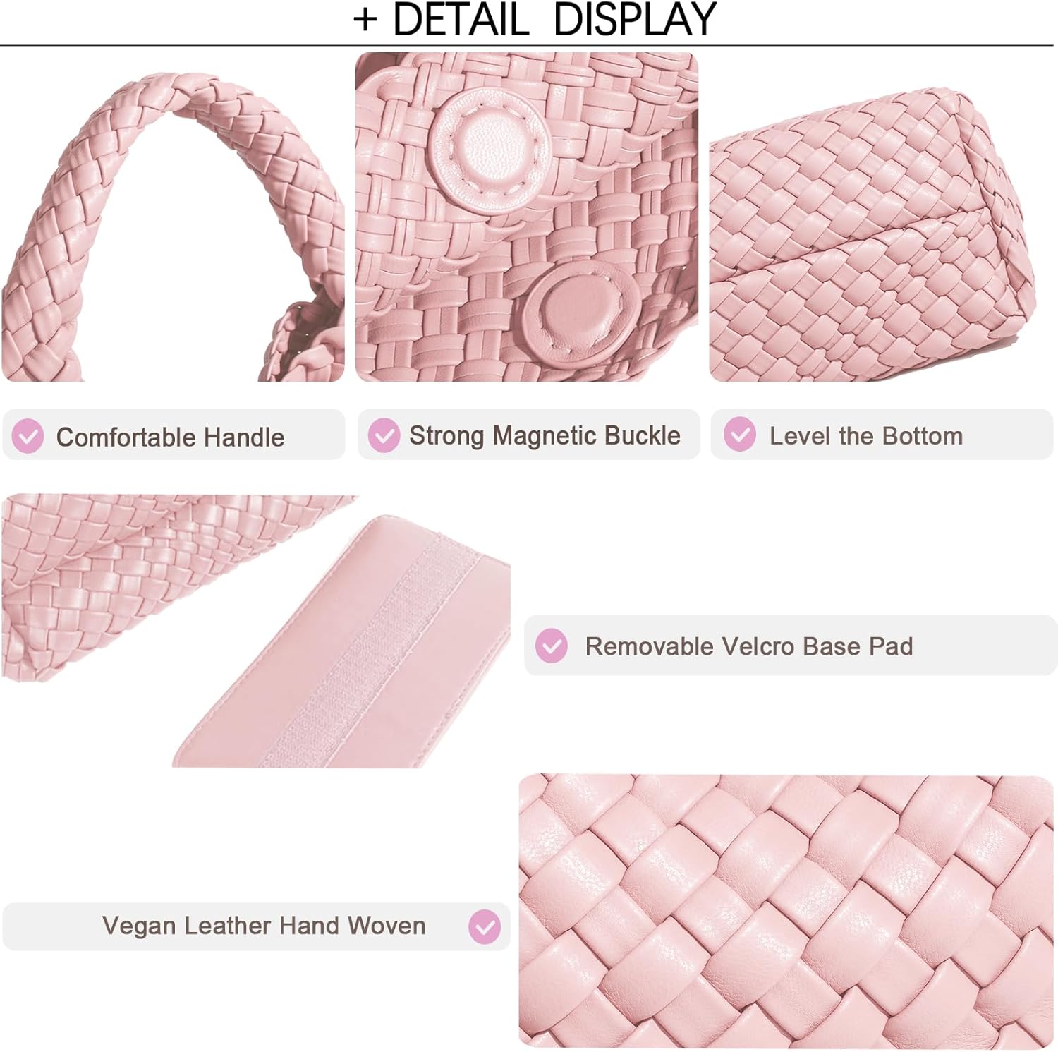 JINMANXUE Small Woven Bag for Women Cute Hobo Tote Handbag Mini Clutch Purse Vegan Leather Crossbody Shoulder Handmade Bags - Image 6