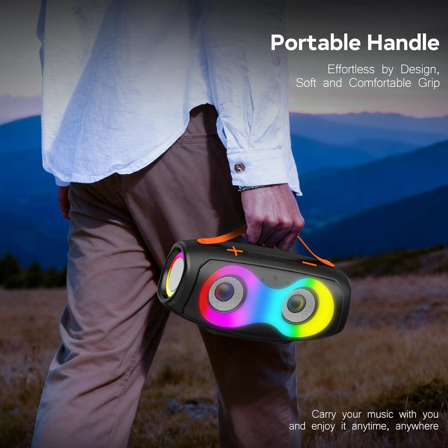 TENMIYA Portable Bluetooth Speaker,IPX5 Waterproof WirelessSpeaker with Dynamic Lights,TWS Pairing to 40W StereoSound,Bluetooth 5.0,20HPlaytime,Outdoor/Home SmallSpeakers as Gifts forTeens or Women - Image 7