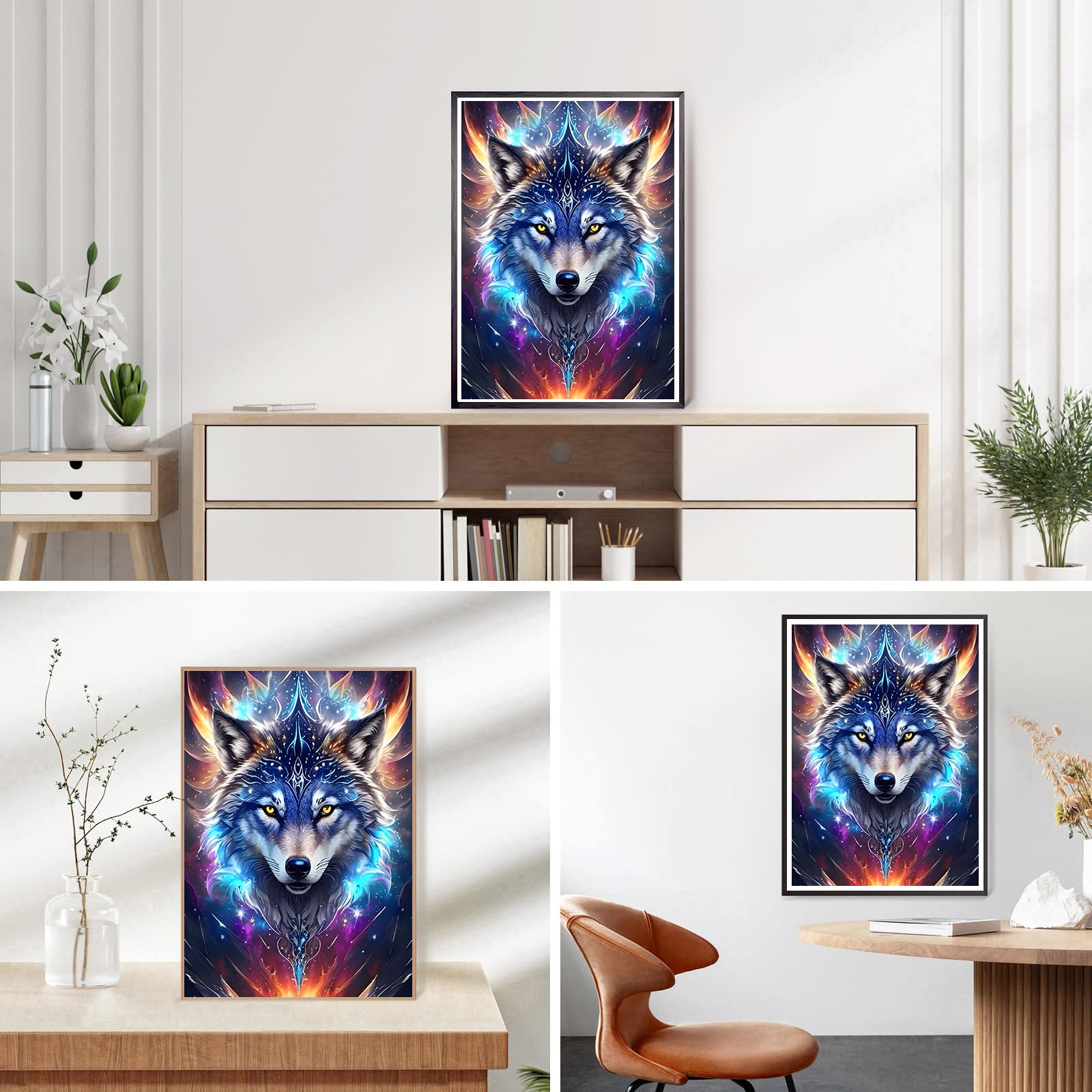 Kit Diamond Painting 5D Loup Attrape-Rêves 30x40cm - Broderie Diamant Avec Accessoires Complets
