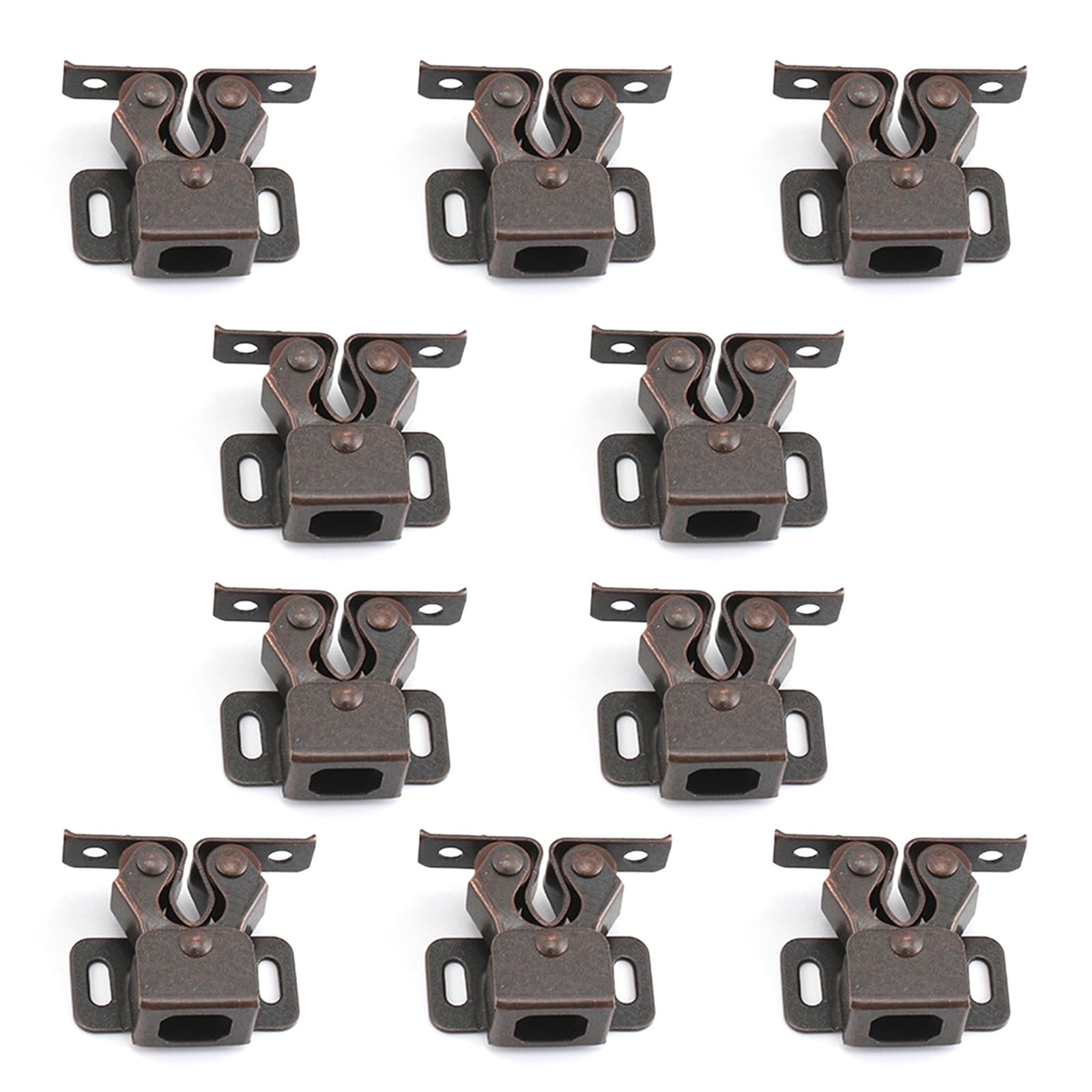 Tpdrkowjx C Door Atch, Push Opener,Upboard Latch,10 Sets Double Roller Abinet Fasteners Furniture Stoppers Twin Atches (Color : E)(C)