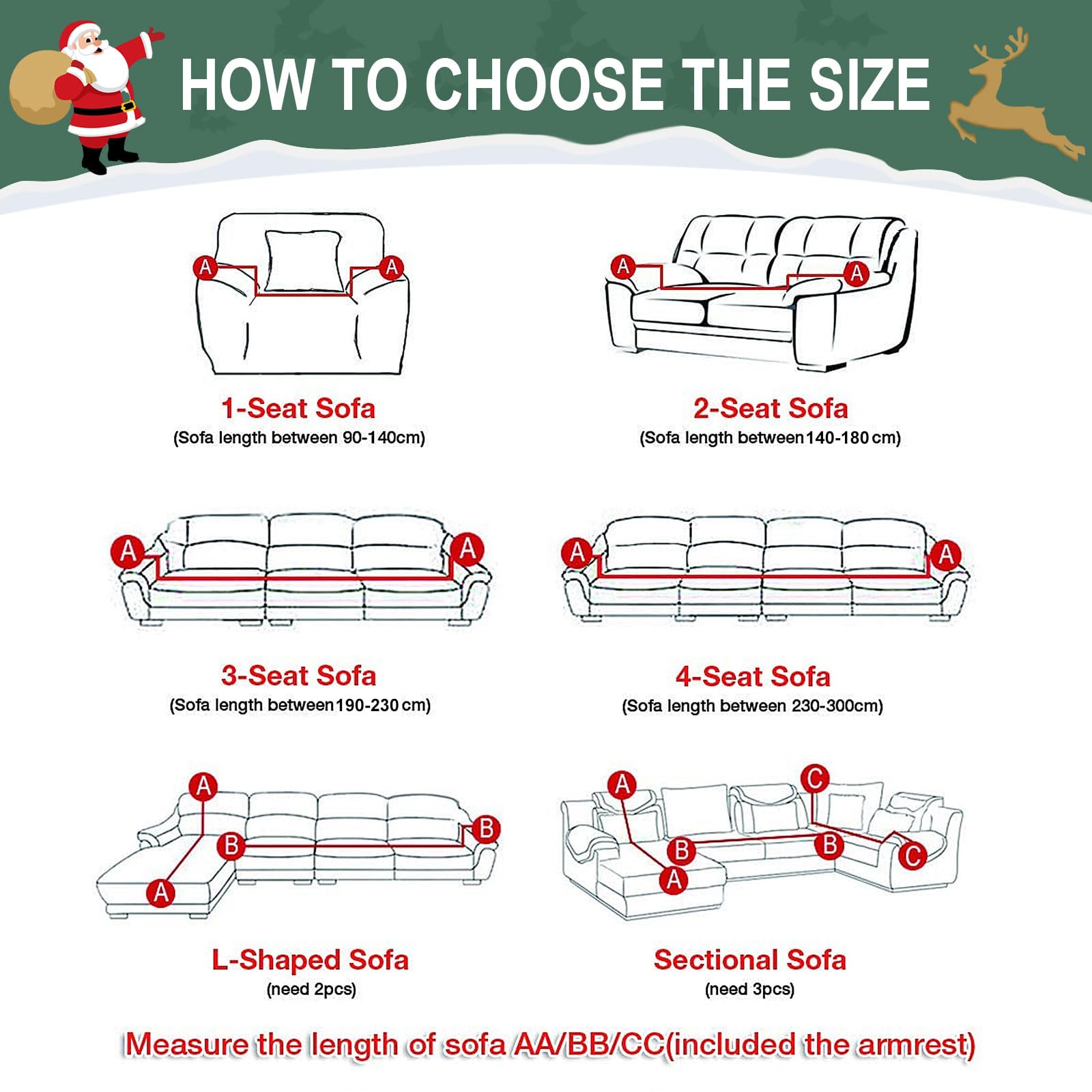 Jaotto Copridivano Natalizio 2 Posti Elasticizzato, Fodera per Divano Elasticizzato Fantasia Antiscivolo Antimacchia, Copridivano con Braccioli Tessuto Super Morbido Universale,Fiocchi di Neve