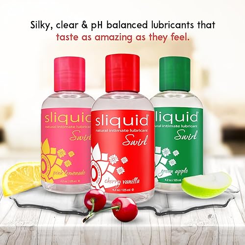 Miniatura 4 de Sliquid Paquete variado de lubricantes con sabor a remolino, sabor a vainilla de cereza, tarta de manzana verde y limonada rosa, ideas de regalo