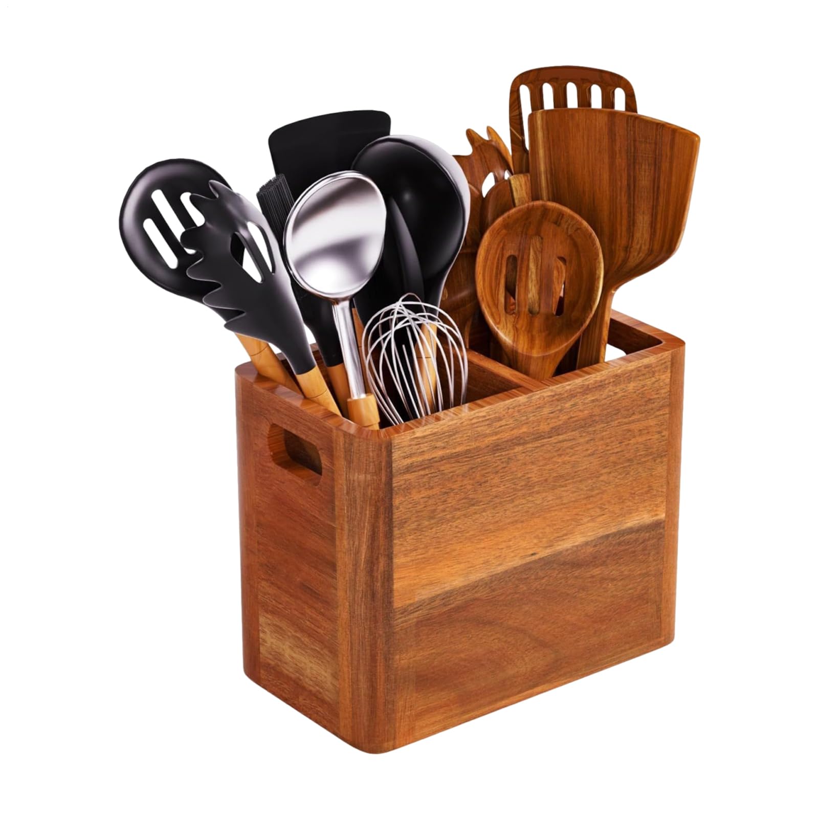 Porte-ustensiles en bois avec compartiment large pour regrouper tous vos outils de cuisine