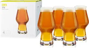 True IPA Beer Glasses, Set of 4, 16 oz Clear Pint Glasses for IPAs, Pilsners, Pale Ales, Stouts, Stylish Home Barware