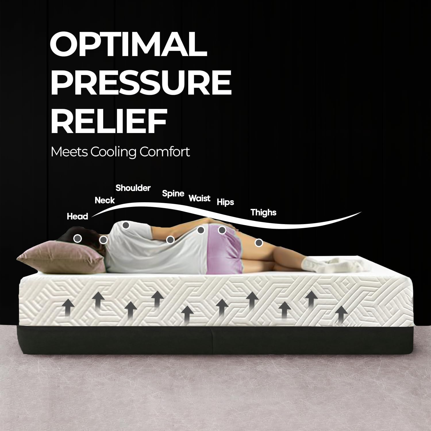 Viscologic Ashley Plus 6.75-Inch Euro-Top Memory Foam Mattress, Gel-Infused, Cooling Bed Mattresses, Queen