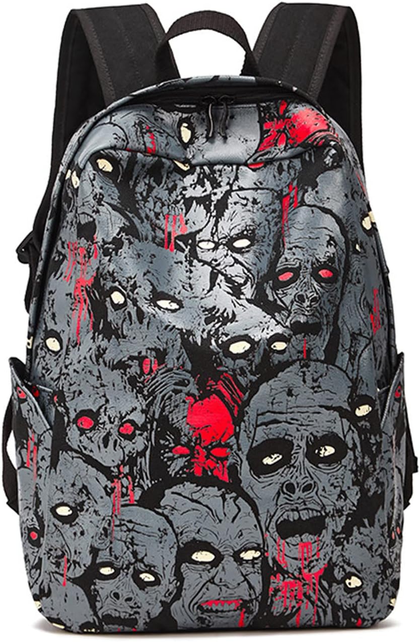 MEOKIM Gothic Backpack Canvas Backpack Printed Skull