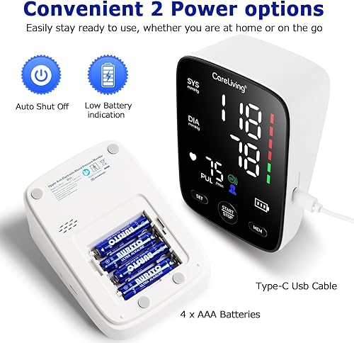 Miniatura 4 de Monitor de presión arterial, monitores de presión arterial superior del brazo para uso doméstico, memoria de lecturas de 2 x 199, puño ajustable de