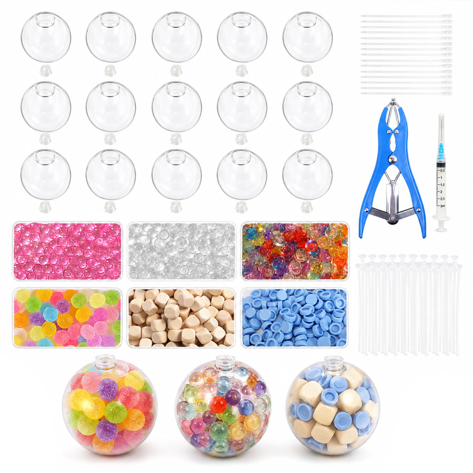 15pcs Squishy Making Kit - 6cm Thickened Silicone Blank Stress Ball Skins, Diy Custom Squeeze Toys Set With Transparent And White Empty Shells For Adults Sensory Crafting (F-15pcs) â image 1