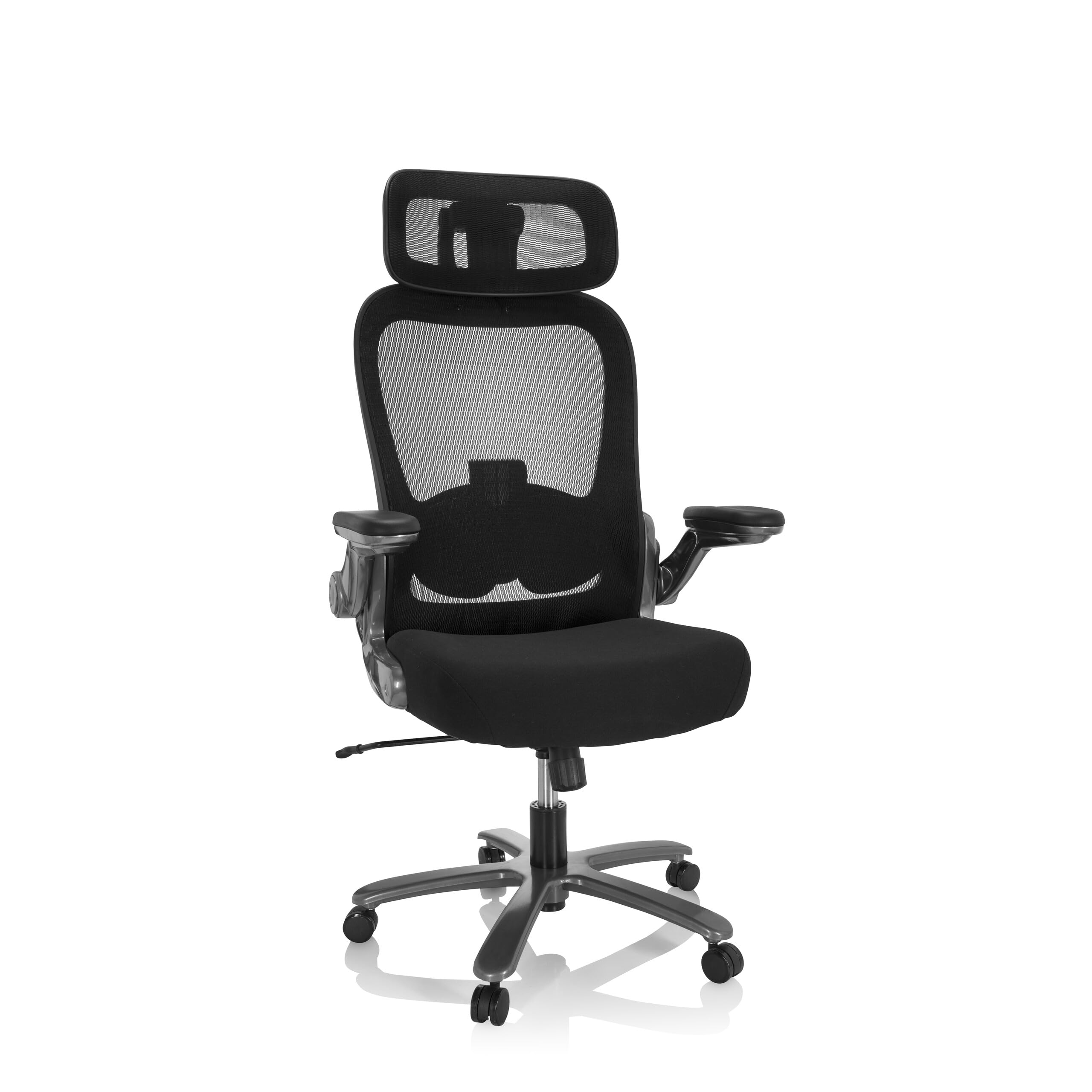 hjh OFFICE 691003 Silla giratoria XXL Instructor T I Pro Tejida/​Malla Negro/​Titanio Silla Apto para un Peso hasta 220 kg, Silla Oficina Resistente