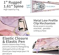 Vista 367 de Ospelelf Mini 3 Ring Binder, 2 Inch, Cute Pink Marble Binder for 5.5" x 8.5" with 5 Tab Dividers, File Folder Labels and Low Profile Clipboards