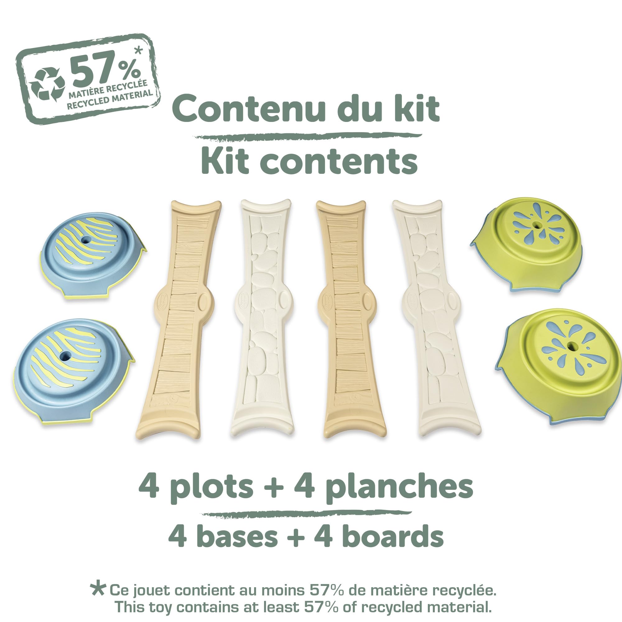 Smoby Life - Percorso Avventura - Percorso Motricità - 4 blocchi e 4 tavole - Fino a 3,5 m di lunghezza - Materiale riciclato - Dai 2 anni in su - Prodotto in Francia