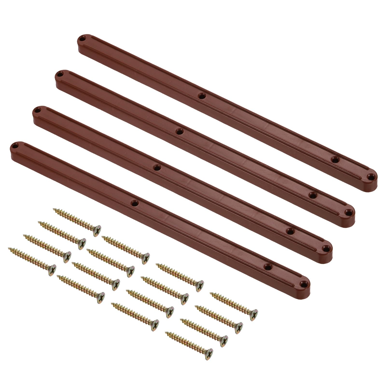 sourcing map Drawer Slides, 8Set 300mm - Plastic Drawer Rails with Screw, Side Mounted Grooved Guide Rail for Cabinet Bedside Table Wardrobe Dresser (Brown)