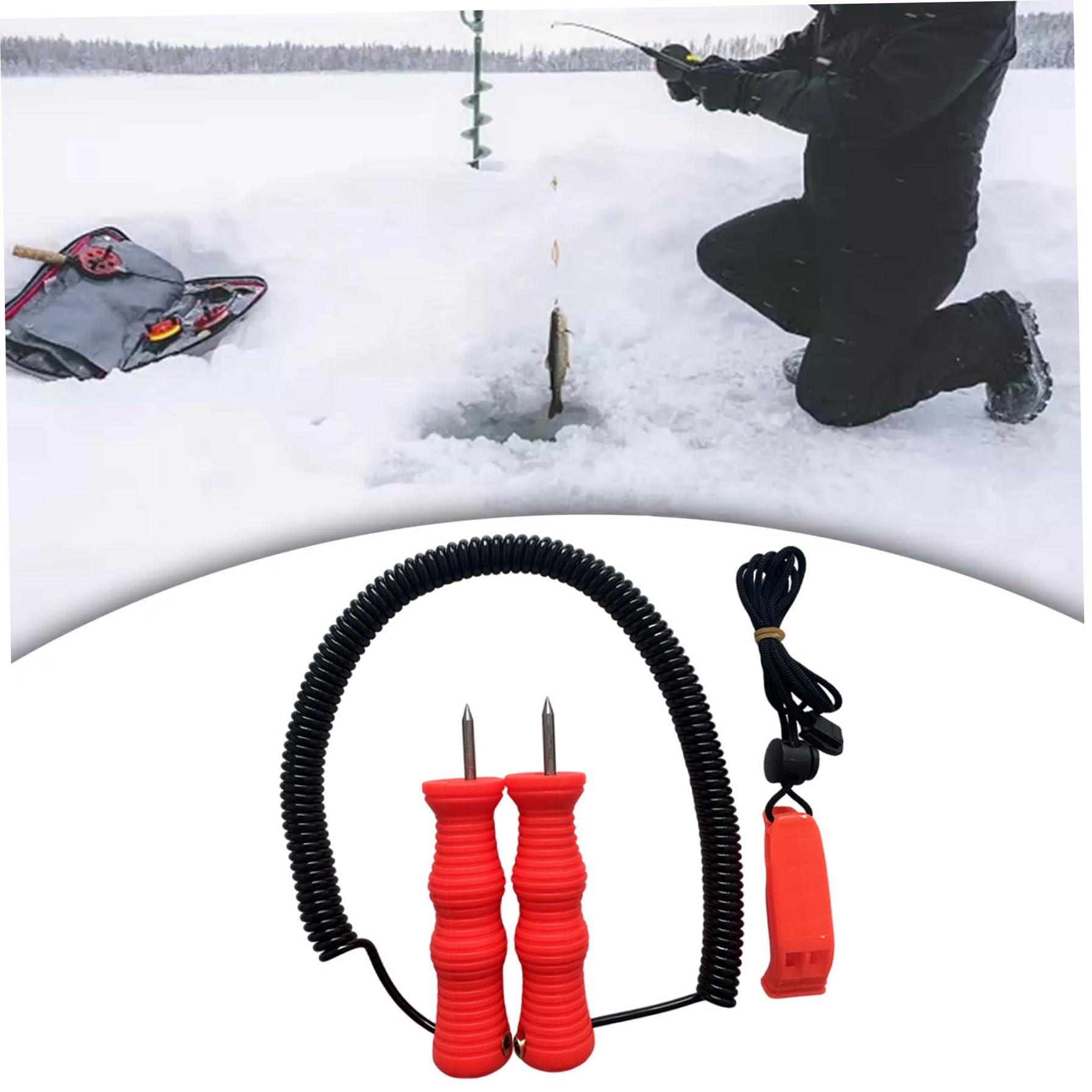 Jorzer Pics à Glace pic à Glace rétractable en Acier Inoxydable avec sifflet pour Accessoire de Patinage de pêche